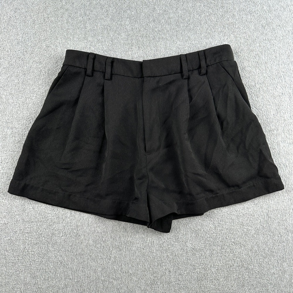 Forever 21 Shorts Womens S Pleated Black Elastic Back Zip Fly
